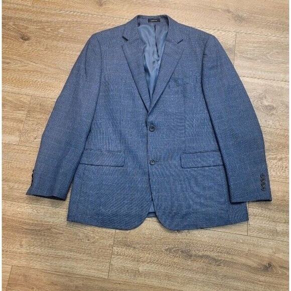 Joseph & Feiss Wool Blazer Sportcoat 42R Men's Plaid Blue Two Button - Picture 2 of 12